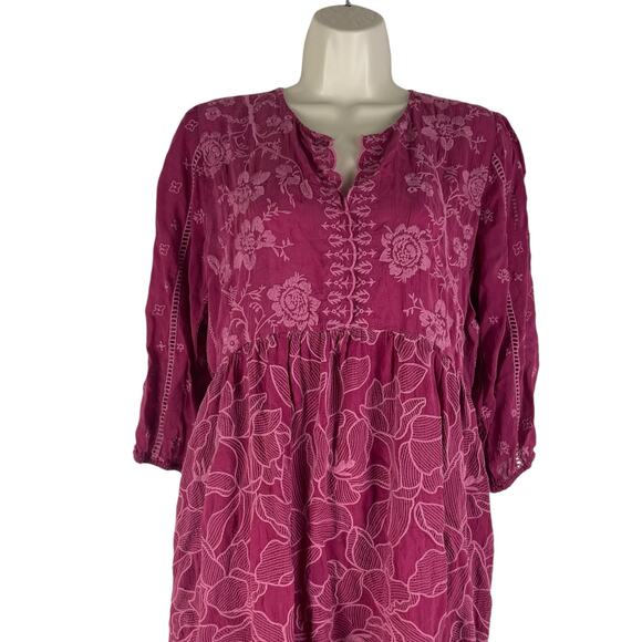 Johnny Was Gracie Hopscotch Embroidered Midi Dress Rumba Red Size M - Picture 5 of 13